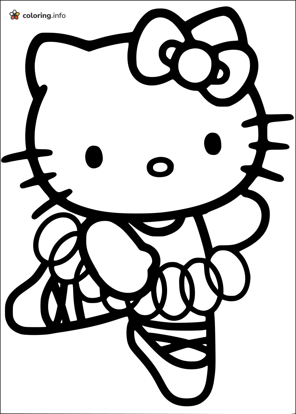 Twirling Hello Kitty Ballerina on One Pointe Shoe coloring page Twirling Hello Kitty Ballerina on One Pointe Shoe coloring page