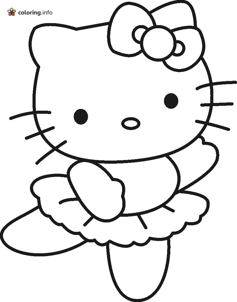 Graceful Hello Kitty Ballerina on One Foot coloring page Graceful Hello Kitty Ballerina on One Foot coloring page
