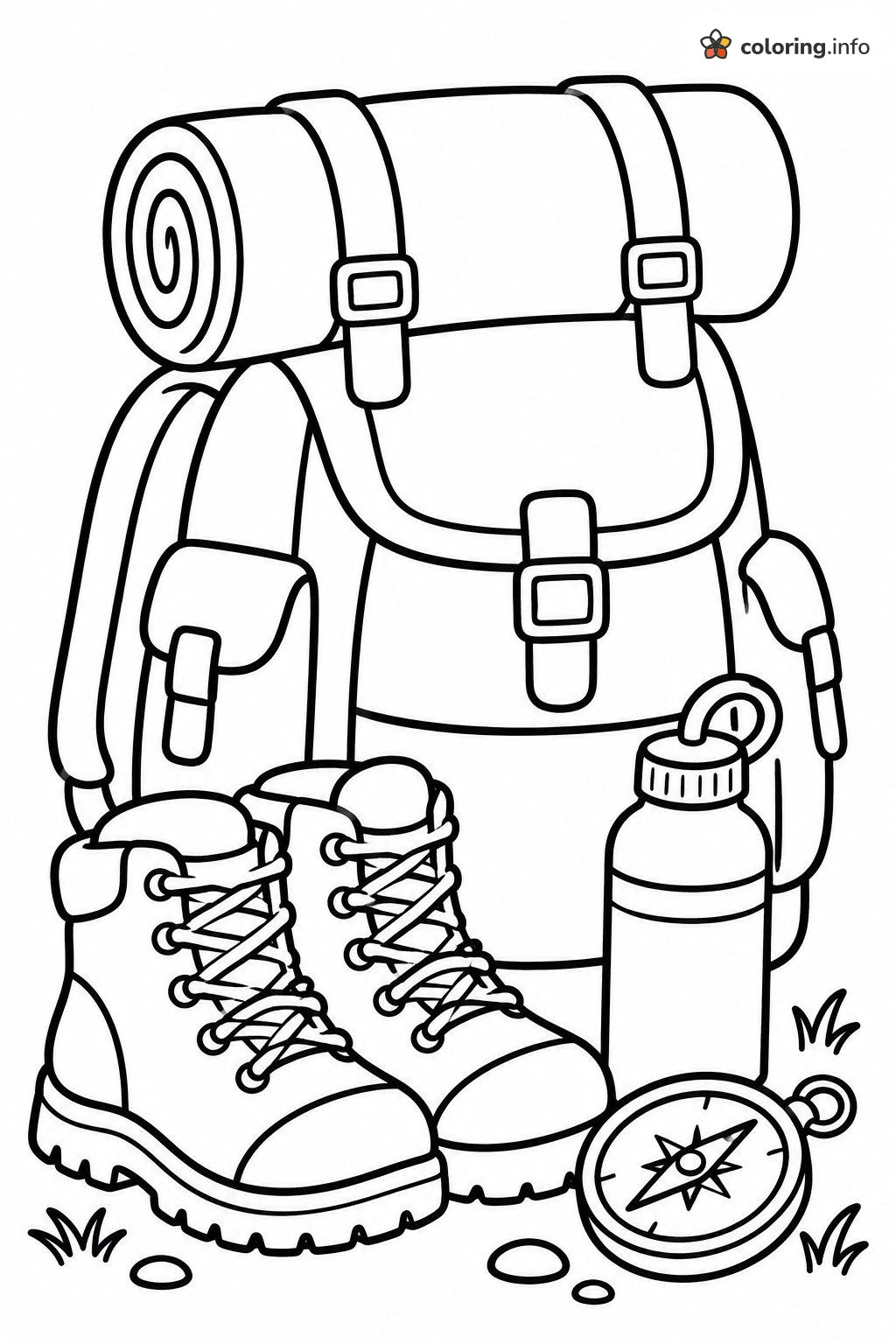 Hiking Boots and Backpack Camping Gear Page coloring page Hiking Boots and Backpack Camping Gear Page coloring page