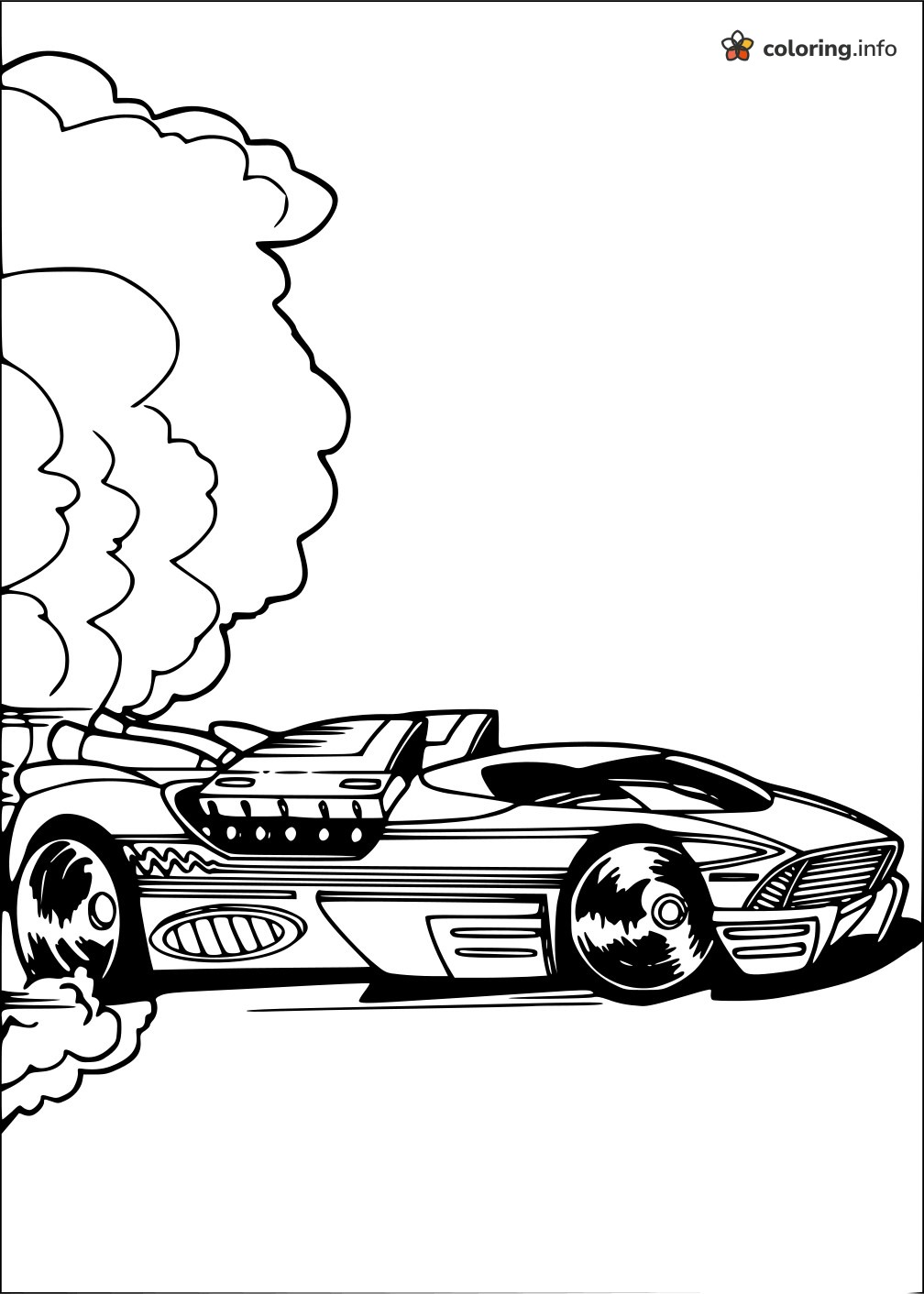 Smoky Hot Wheels Race Car Speeding Right printable coloring page Smoky Hot Wheels Race Car Speeding Right printable coloring page