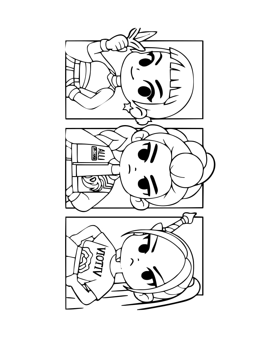 Huntrix — Three Individual Portraits coloring page Huntrix — Three Individual Portraits coloring page