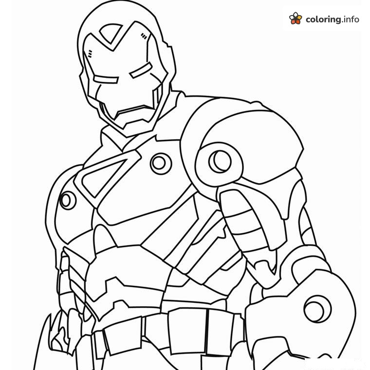 Three-Quarter Iron Man Armor With Glowing Chest Circle coloring page Three-Quarter Iron Man Armor With Glowing Chest Circle coloring page