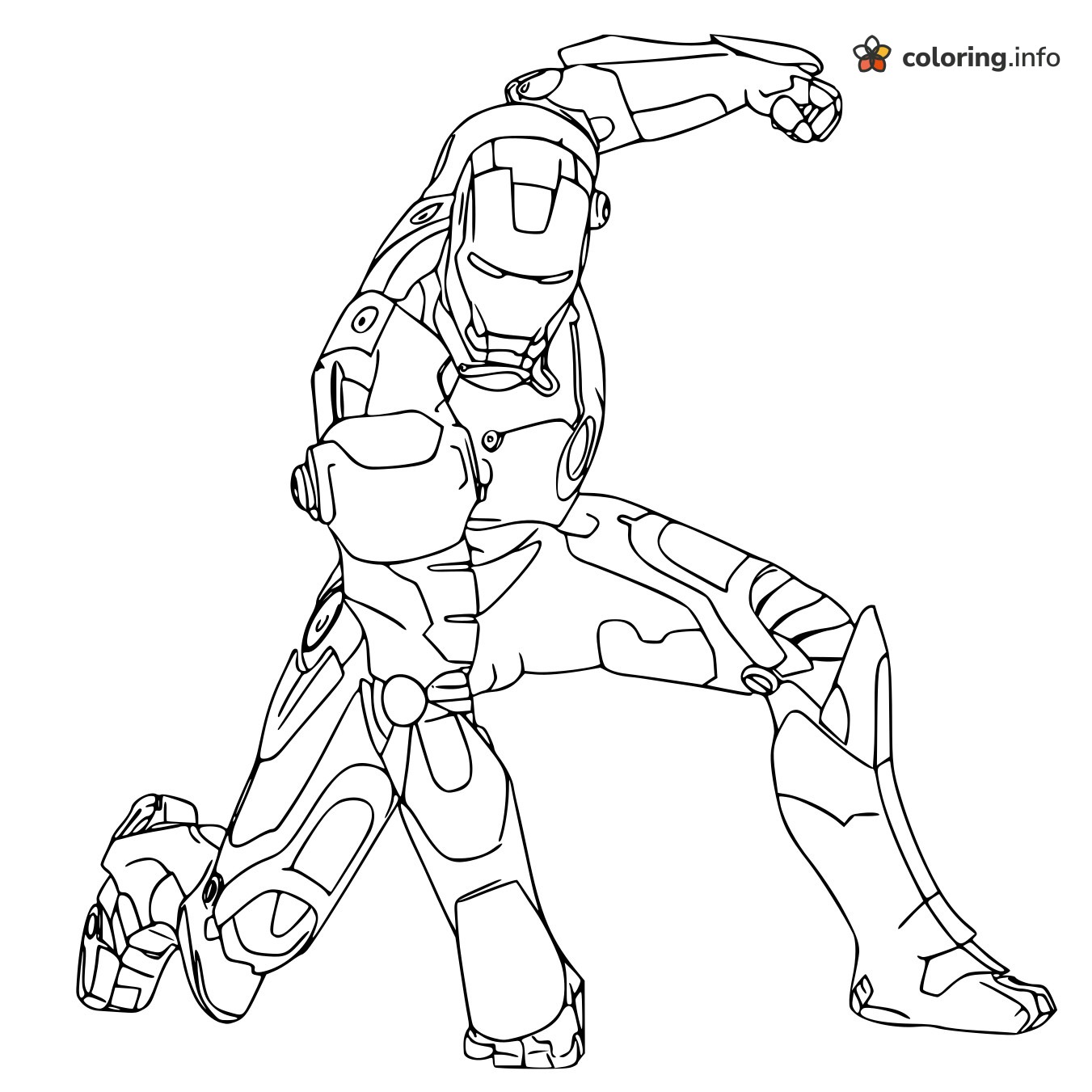 Crouching Iron Man With Raised Fist coloring page Crouching Iron Man With Raised Fist coloring page