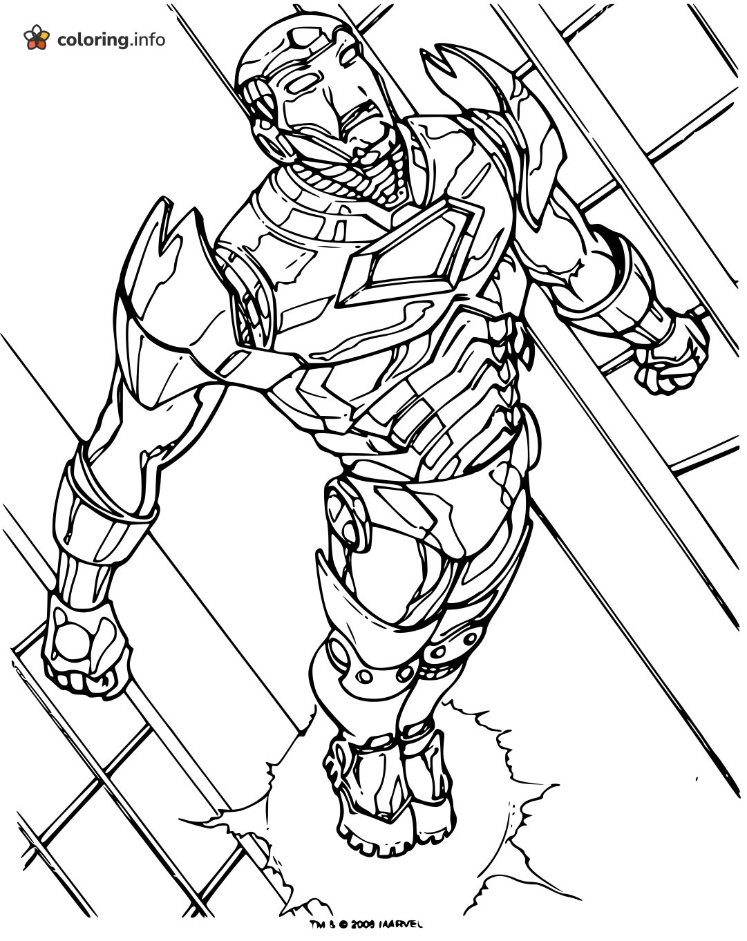High-Angle Iron Man Lift-Off With Striped Grid coloring sheet High-Angle Iron Man Lift-Off With Striped Grid coloring sheet