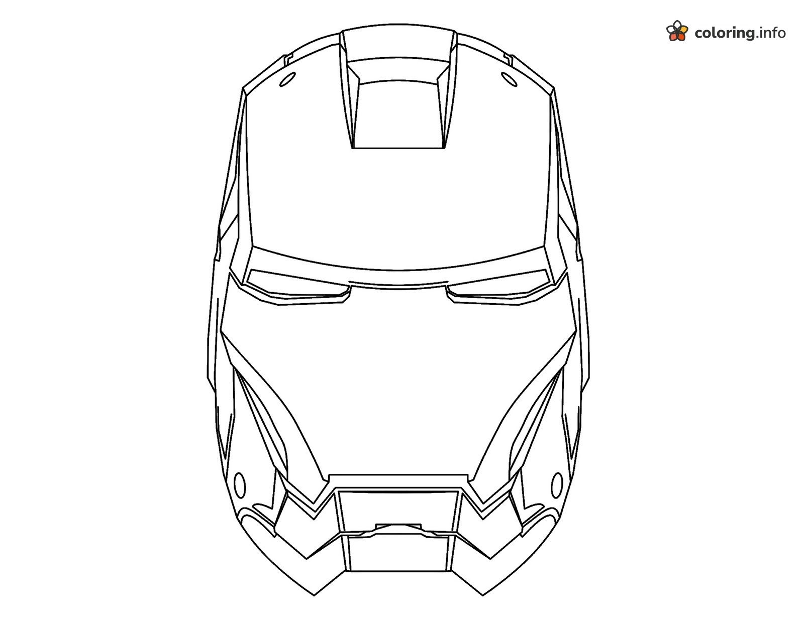 Front-Facing Iron Man Helmet for Avengers Fans coloring page Front-Facing Iron Man Helmet for Avengers Fans coloring page