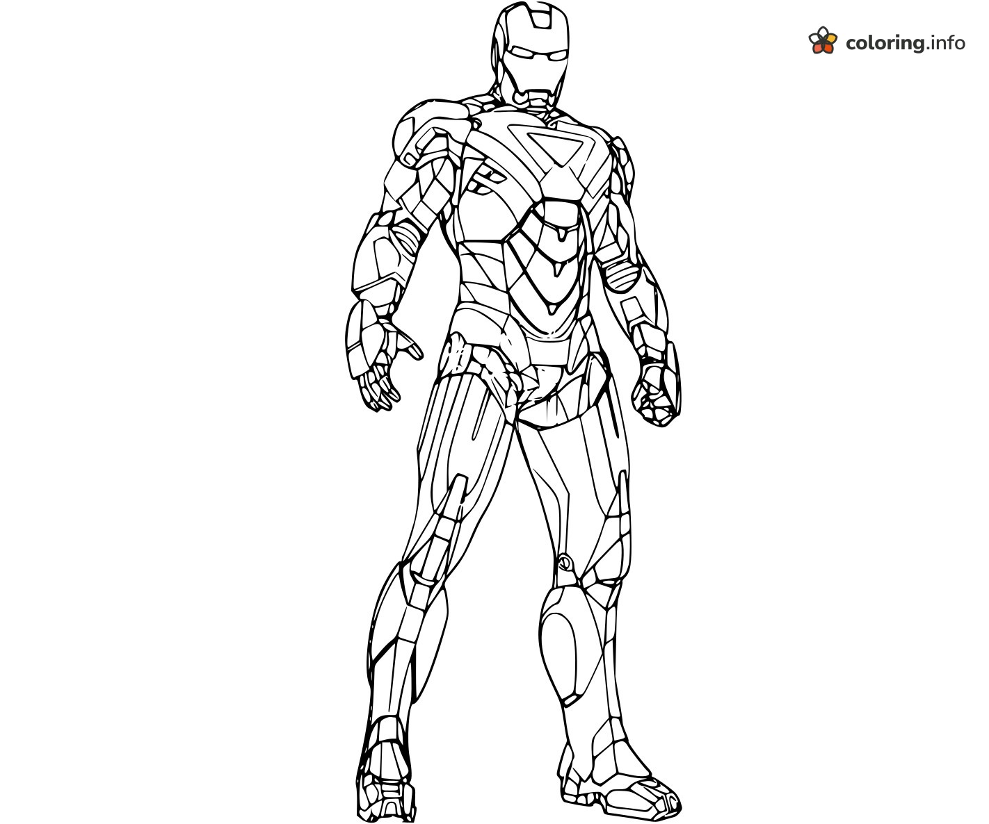 Standing Iron Man in Layered Armor coloring sheet Standing Iron Man in Layered Armor coloring sheet