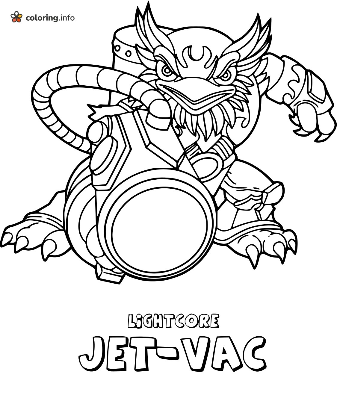 Crouching Lightcore Jet-Vac, a Skylanders Hero coloring page Crouching Lightcore Jet-Vac, a Skylanders Hero coloring page