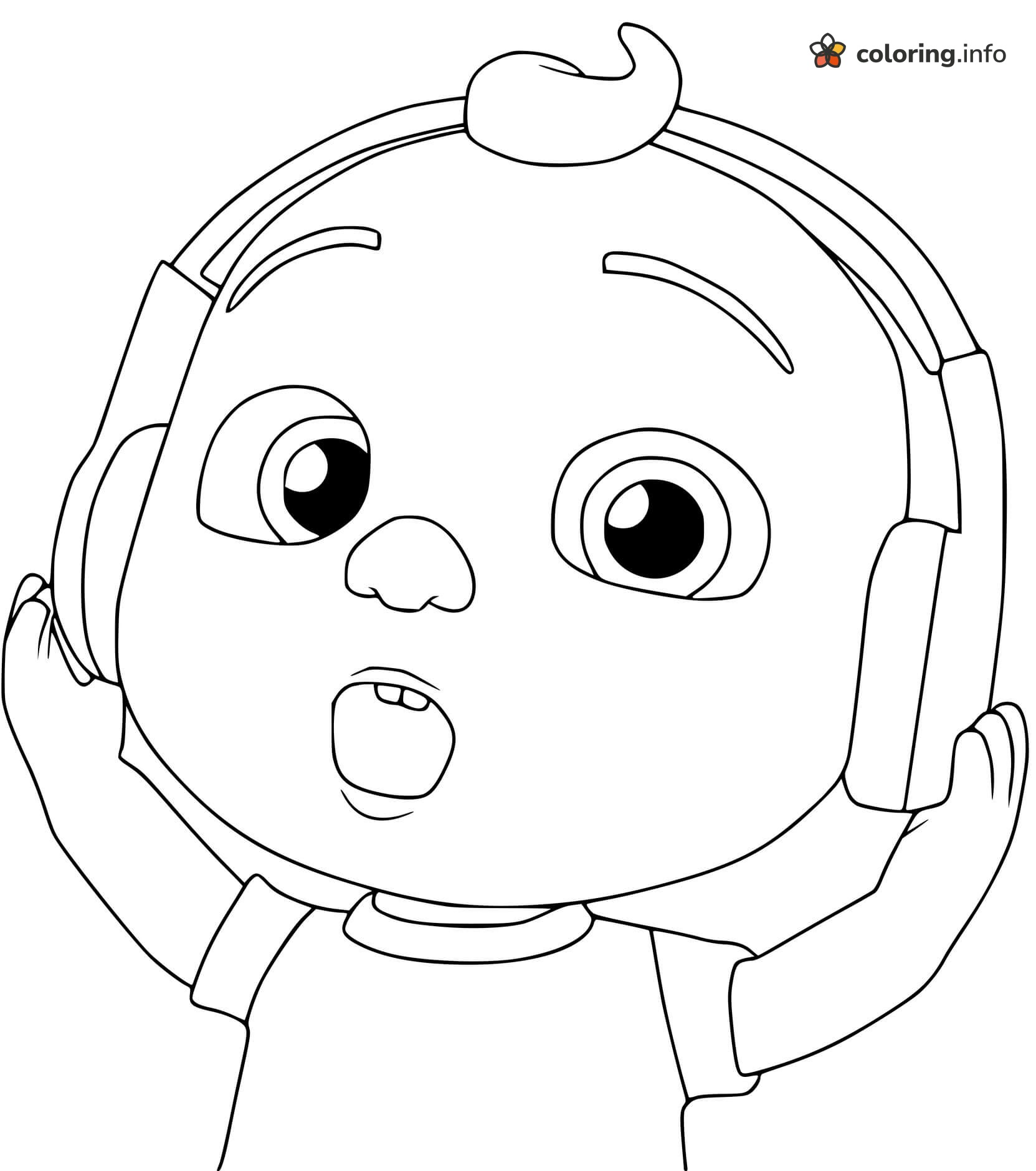 JJ in Big Headphones, a CoComelon Music Page coloring page
