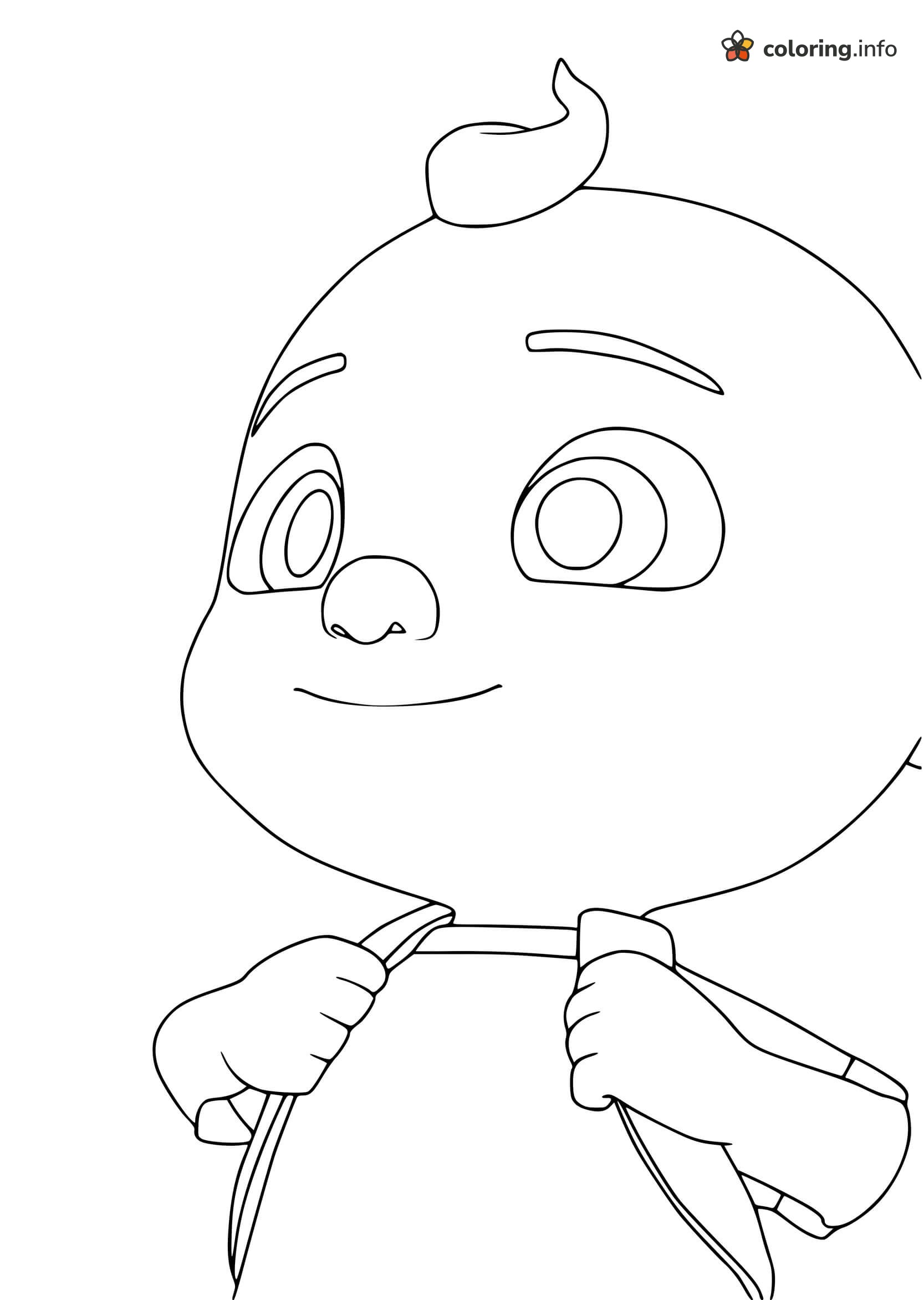 Close-Up CoComelon JJ Holding His Collar coloring page Close-Up CoComelon JJ Holding His Collar coloring page