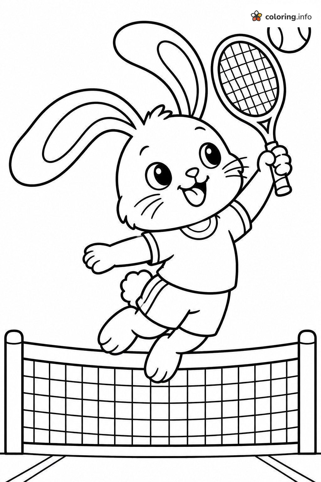 Bunny Leaping Over the Tennis Net coloring page Bunny Leaping Over the Tennis Net coloring page