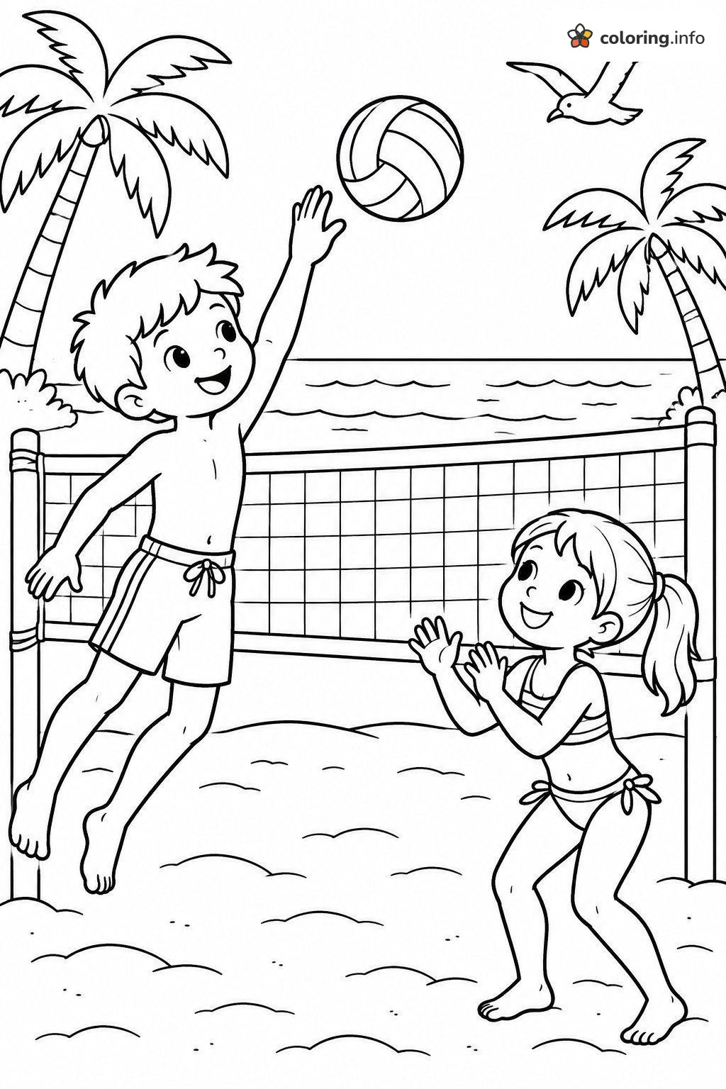 Seaside Volleyball Spike and Return coloring page Seaside Volleyball Spike and Return coloring page