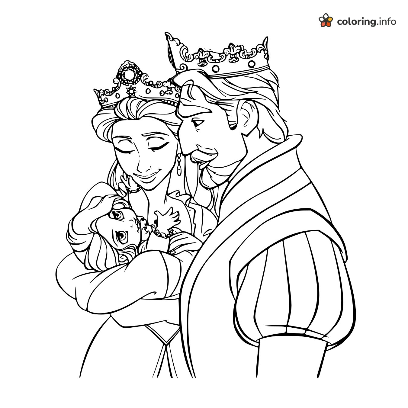 Baby Rapunzel with the King and Queen, Frozen Collection Pick printable coloring page Baby Rapunzel with the King and Queen, Frozen Collection Pick printable coloring page