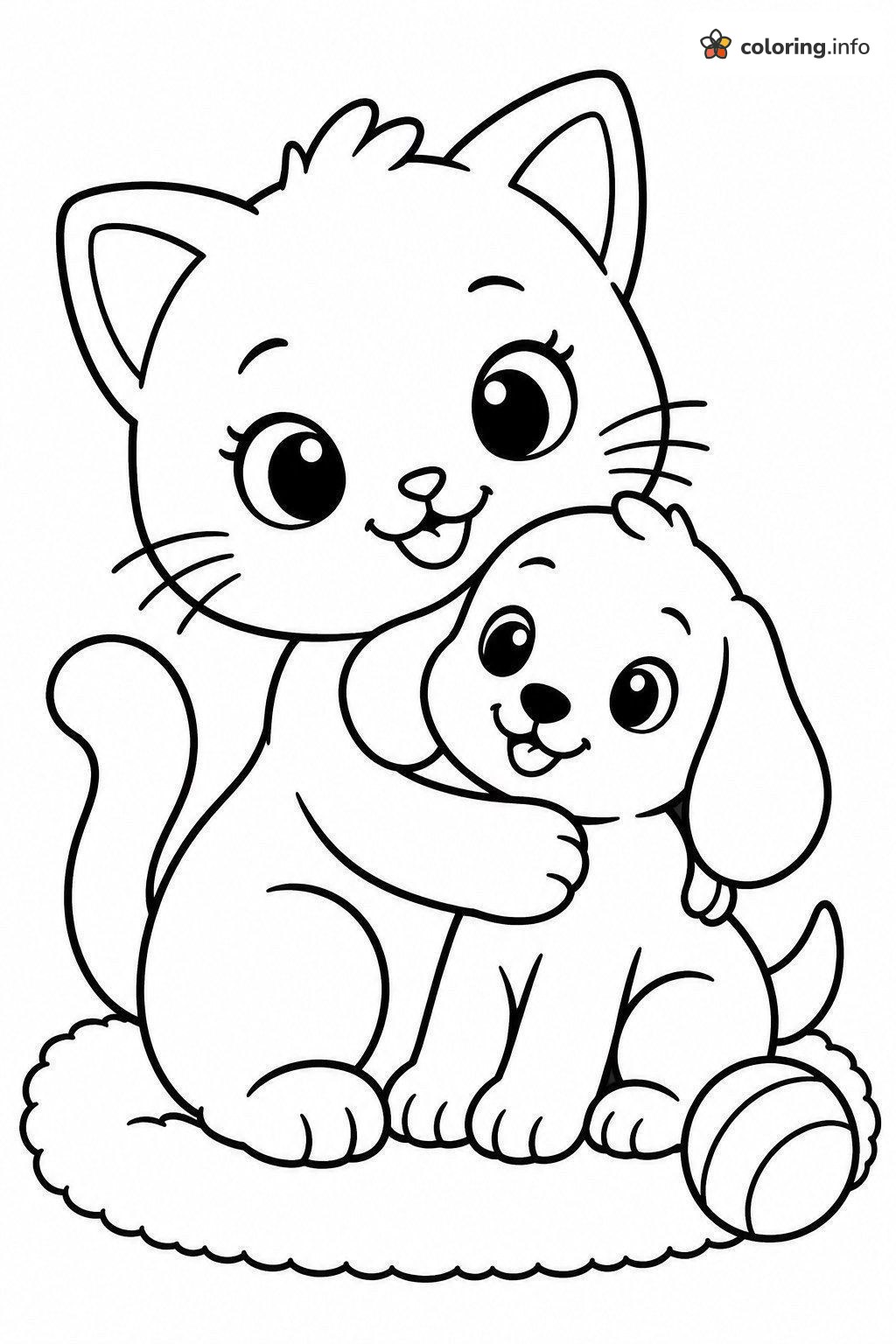 Cuddling a Puppy on a Fluffy Rug, Talking Tom Style coloring page Cuddling a Puppy on a Fluffy Rug, Talking Tom Style coloring page