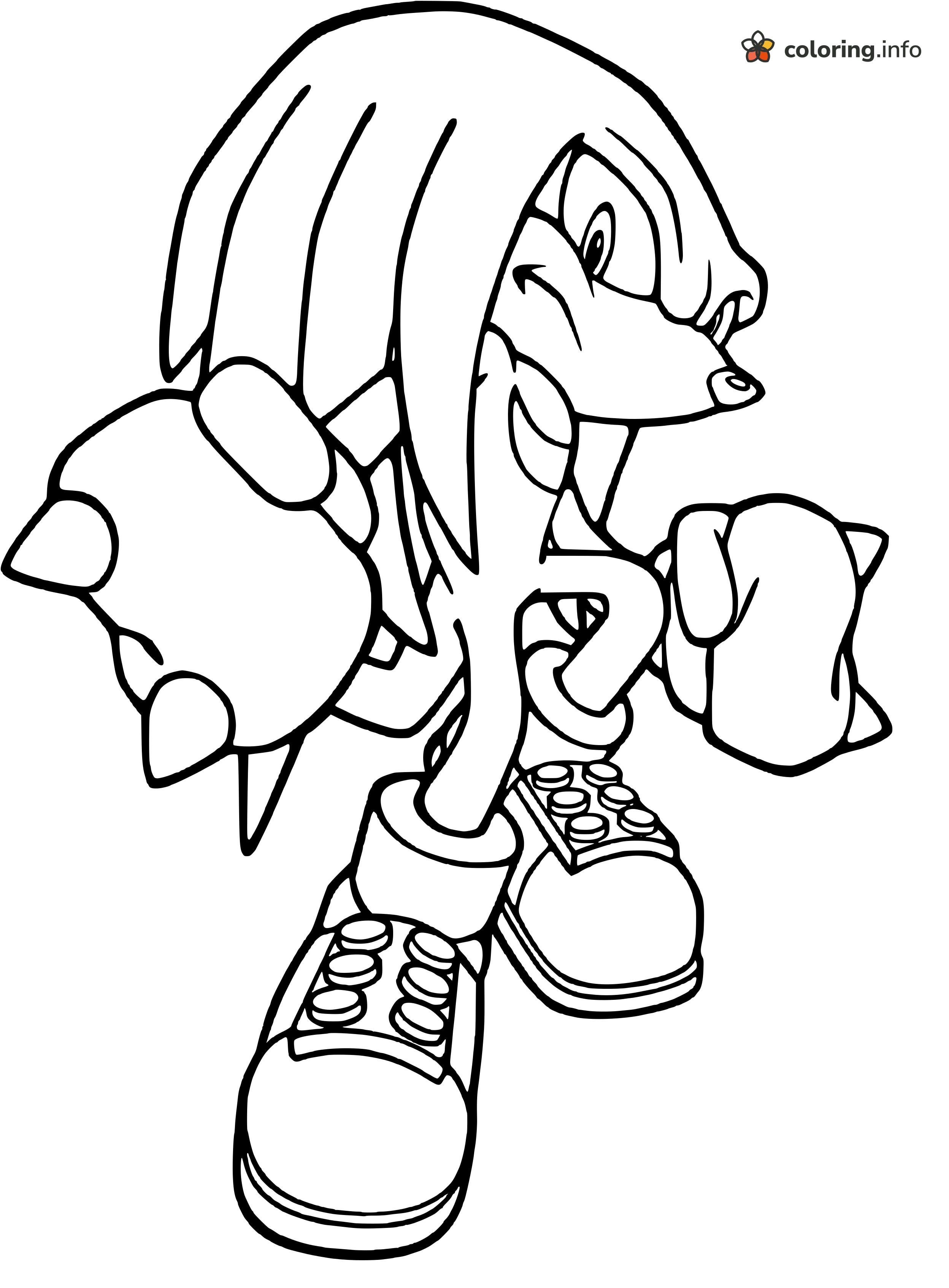 Knuckles Ready to Punch, a Sonic the Hedgehog Pal coloring page Knuckles Ready to Punch, a Sonic the Hedgehog Pal coloring page