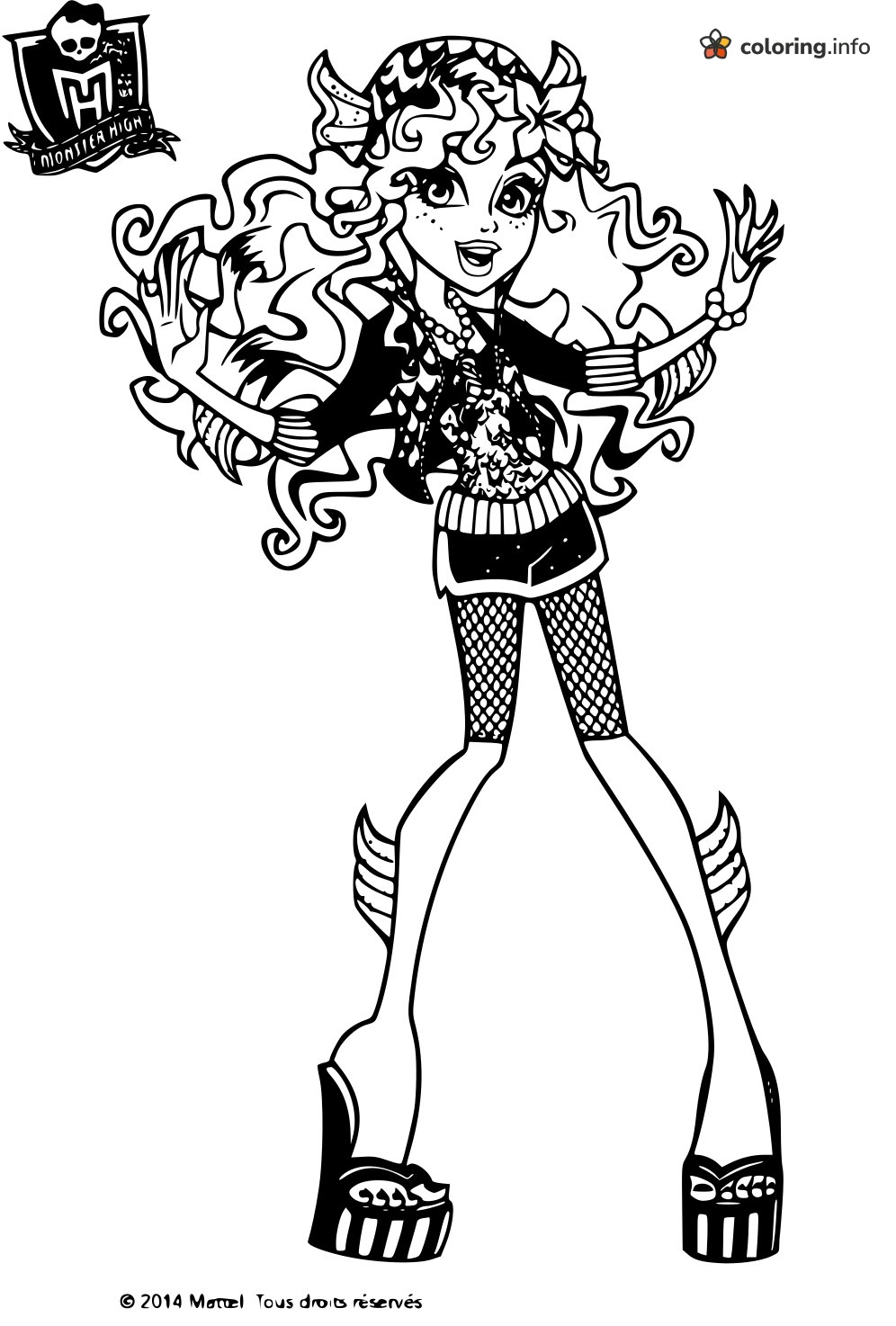 Lagoona Blue Monster High Curls and Fishnets coloring page Lagoona Blue Monster High Curls and Fishnets coloring page