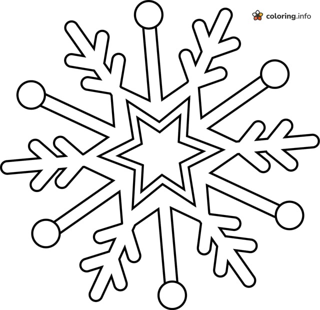 Big Six-Armed Snowflake with Star Center, Frozen 2 coloring page Big Six-Armed Snowflake with Star Center, Frozen 2 coloring page