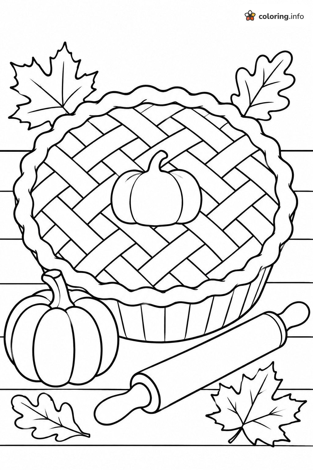 Lattice Crust Pumpkin Pie with Rolling Pin printable coloring page Lattice Crust Pumpkin Pie with Rolling Pin printable coloring page