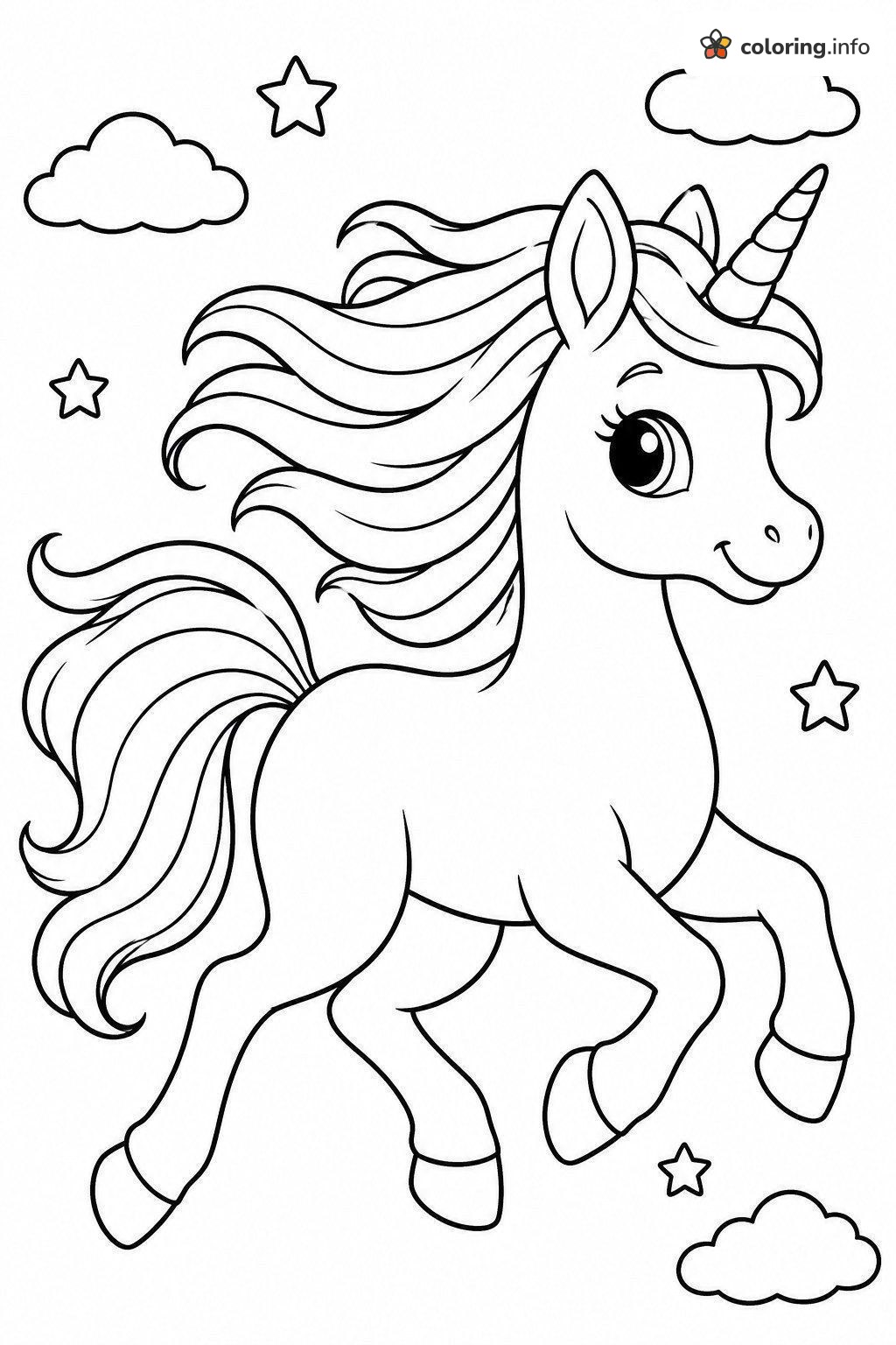 Leaping Unicorns Kicking Up Their Heels Among Stars coloring page Leaping Unicorns Kicking Up Their Heels Among Stars coloring page