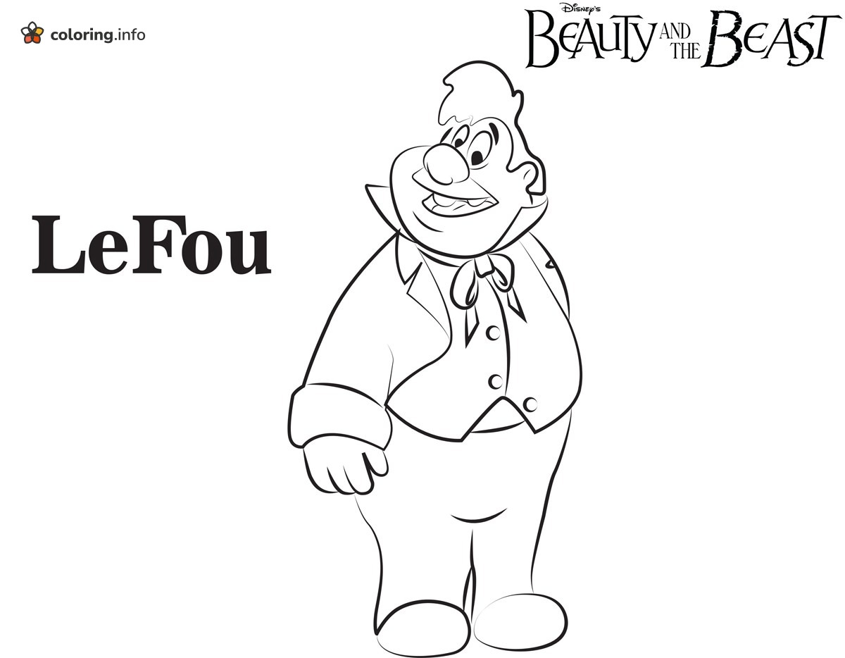 LeFou in Vest and Neck Bow, Beauty and the Beast printable coloring page LeFou in Vest and Neck Bow, Beauty and the Beast printable coloring page