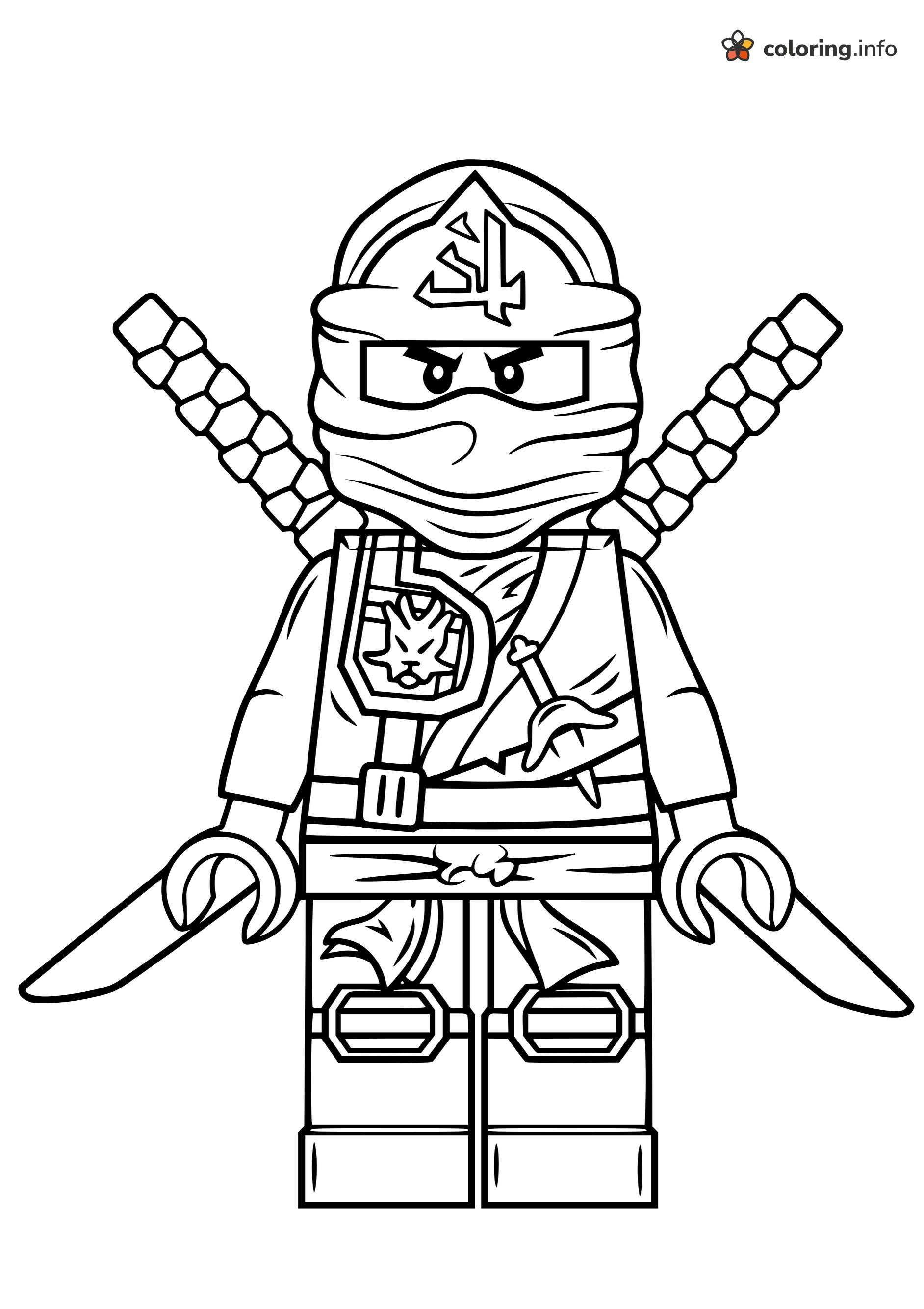 Two-Sword LEGO Ninjago Ninja Standing Tall coloring page Two-Sword LEGO Ninjago Ninja Standing Tall coloring page
