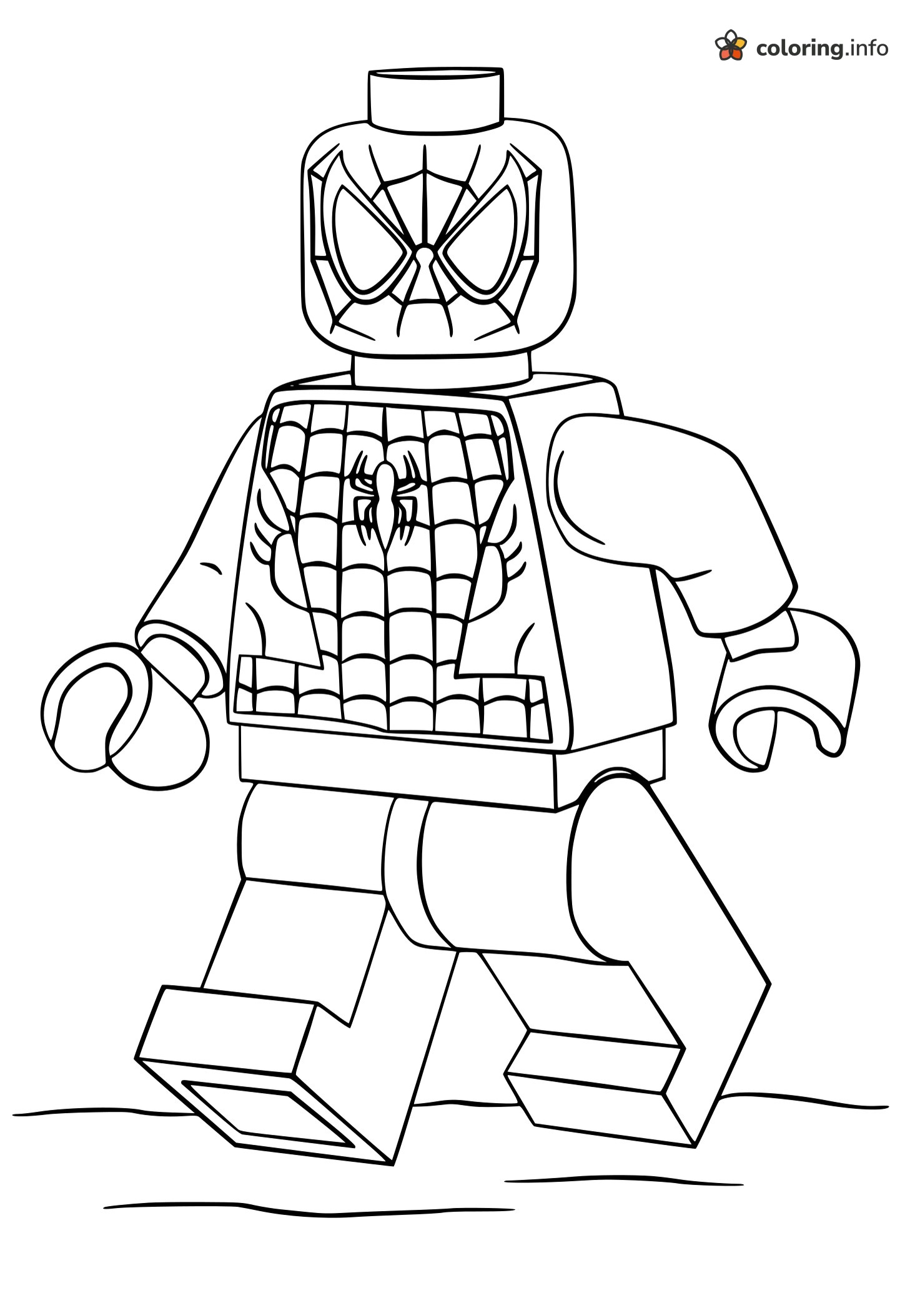 LEGO Spider-Man Minifigure on the Move coloring sheet LEGO Spider-Man Minifigure on the Move coloring sheet