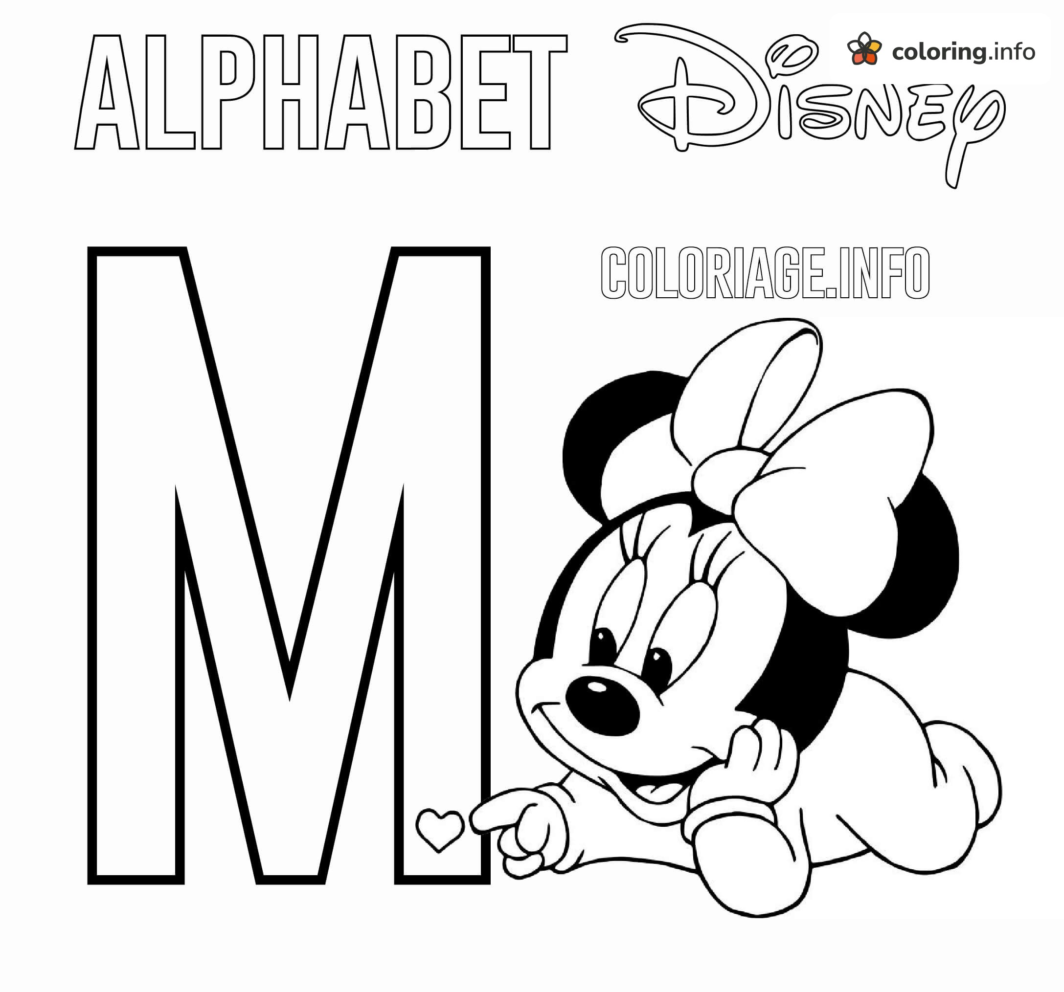 Baby Minnie Mouse Disney Alphabet Letter M coloring page Baby Minnie Mouse Disney Alphabet Letter M coloring page
