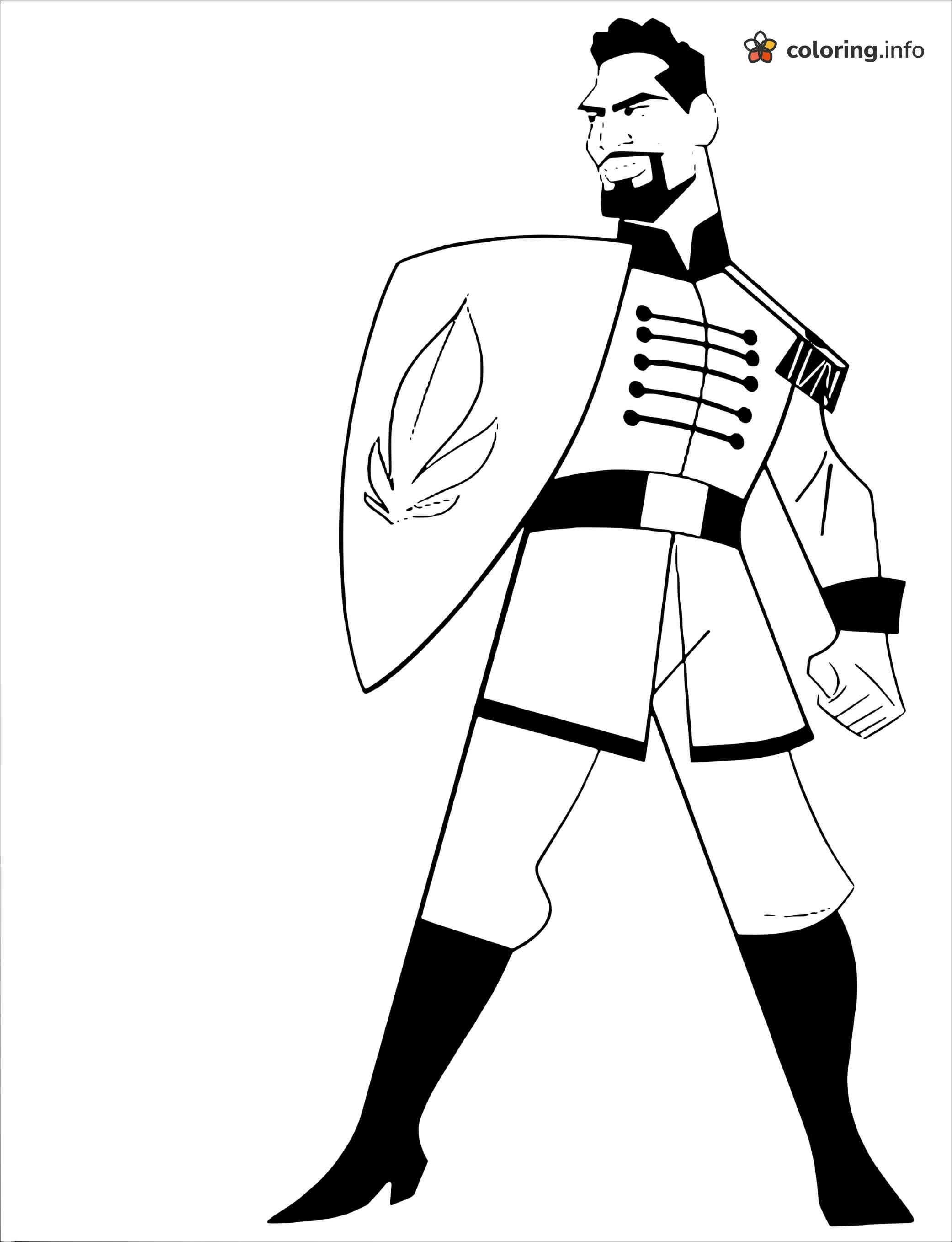 Lieutenant Mattias with His Leaf Shield, Frozen 2 coloring page Lieutenant Mattias with His Leaf Shield, Frozen 2 coloring page