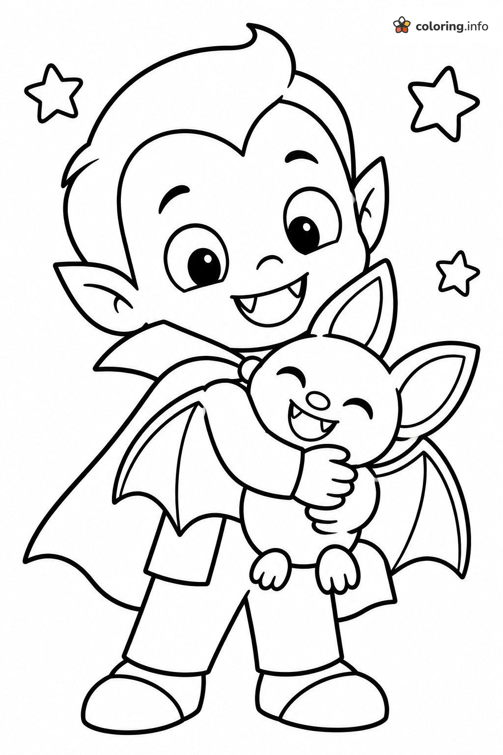 Bat Hug From a Little Vampire Boy printable coloring page Bat Hug From a Little Vampire Boy printable coloring page