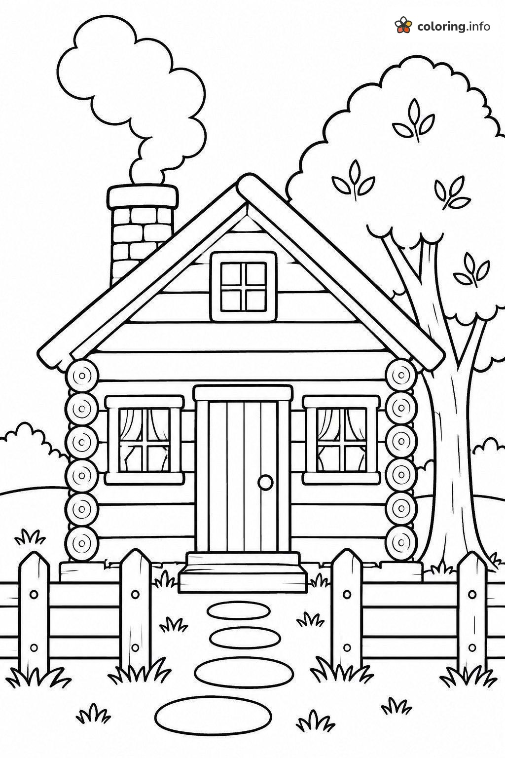 Log Cabin and Big Tree Presidents' Day Page coloring page Log Cabin and Big Tree Presidents' Day Page coloring page