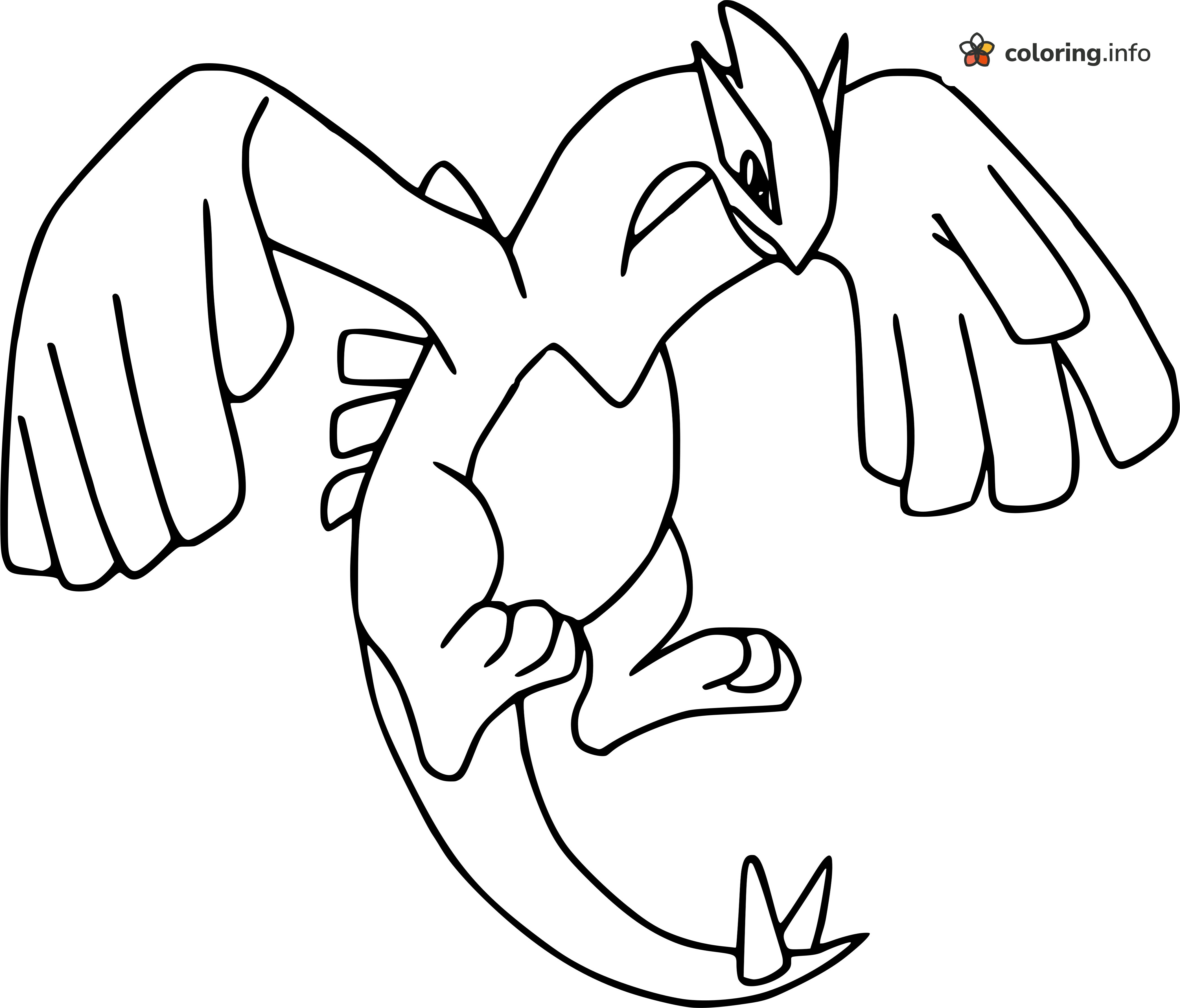 Soaring Lugia, a Legendary Pokémon With Wide Wings coloring page Soaring Lugia, a Legendary Pokémon With Wide Wings coloring page