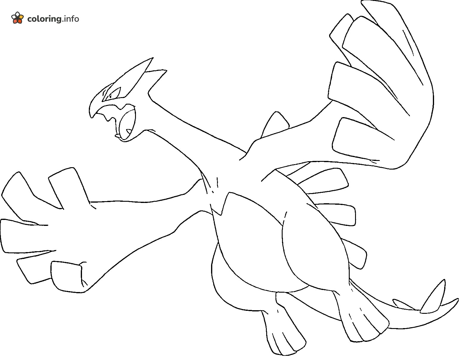 Lugia Diagonal Flight Legendary Pokémon Coloring Sheet Lugia Diagonal Flight Legendary Pokémon Coloring Sheet