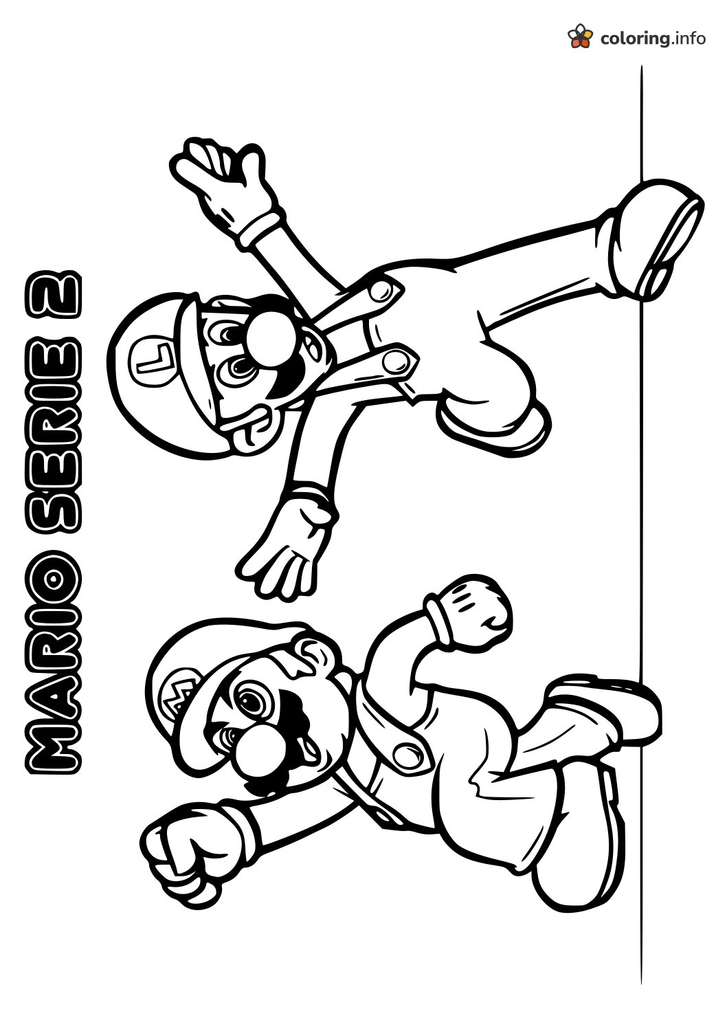 Mario and Luigi Mid-Jump Super Mario Coloring Sheet Mario and Luigi Mid-Jump Super Mario Coloring Sheet