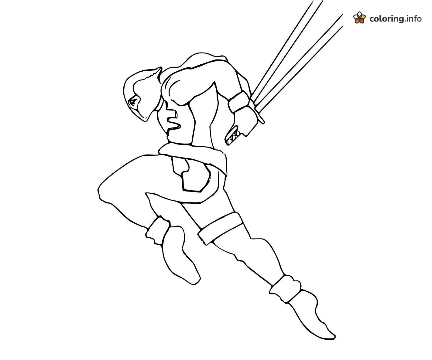 Hooded Deadpool Ninja Leaping With Three Blades coloring page Hooded Deadpool Ninja Leaping With Three Blades coloring page