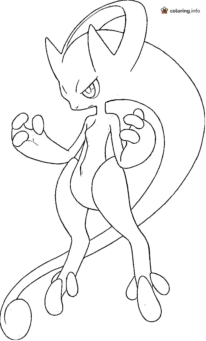 Mega Mewtwo Y, a Legendary Pokémon With a Curling Tail coloring page Mega Mewtwo Y, a Legendary Pokémon With a Curling Tail coloring page