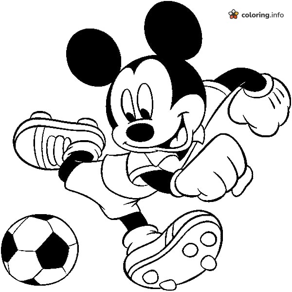 Soccer Player Mickey Mouse Mid-Kick coloring page Soccer Player Mickey Mouse Mid-Kick coloring page
