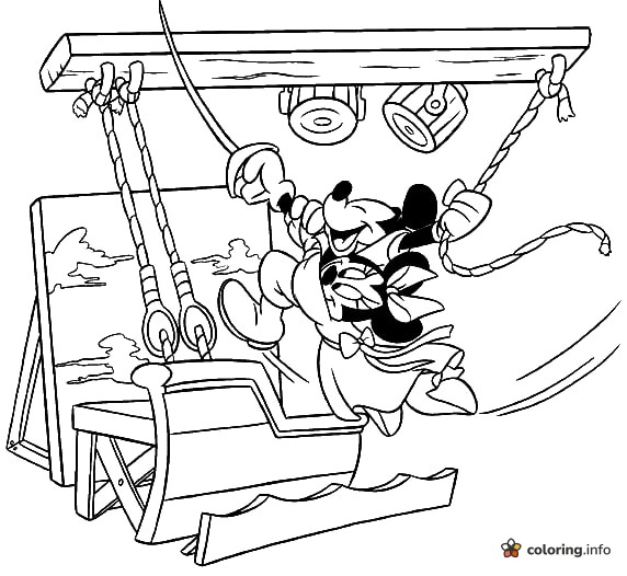 Mickey Mouse Swinging From a Painter's Scaffold coloring page Mickey Mouse Swinging From a Painter's Scaffold coloring page