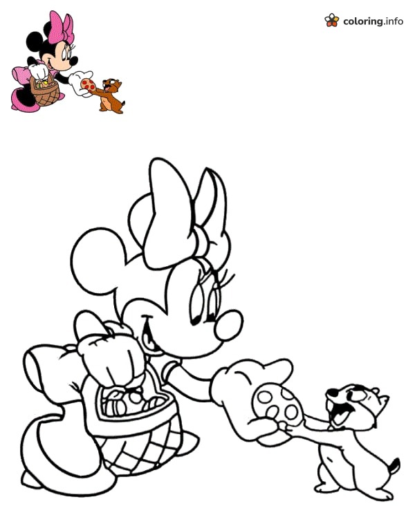 Sharing an Egg With a Chipmunk, Minnie's Disney Easter Moment coloring page Sharing an Egg With a Chipmunk, Minnie's Disney Easter Moment coloring page