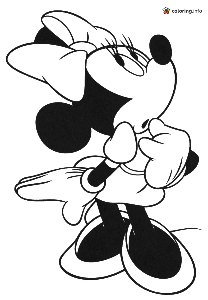 Coy Minnie Mouse Disney Pose With Hand at Chin coloring page Coy Minnie Mouse Disney Pose With Hand at Chin coloring page