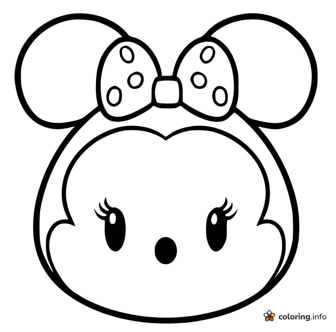 Minnie Mouse Tsum Tsum Face and Polka Dot Bow from Disney coloring page Minnie Mouse Tsum Tsum Face and Polka Dot Bow from Disney coloring page