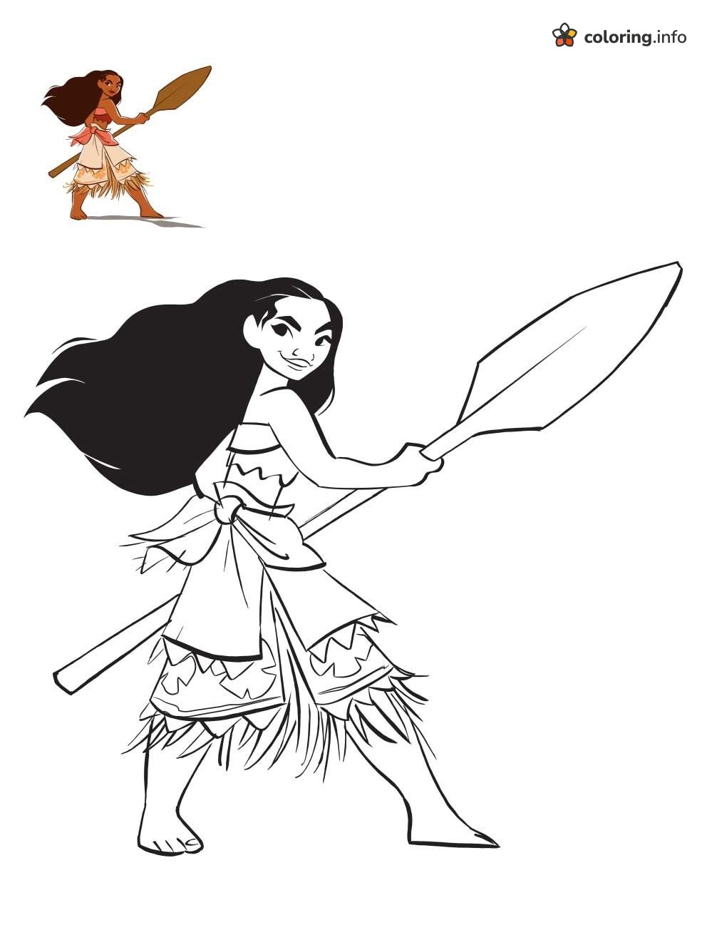 Ready-for-Adventure Moana Page with Her Oar coloring sheet Ready-for-Adventure Moana Page with Her Oar coloring sheet