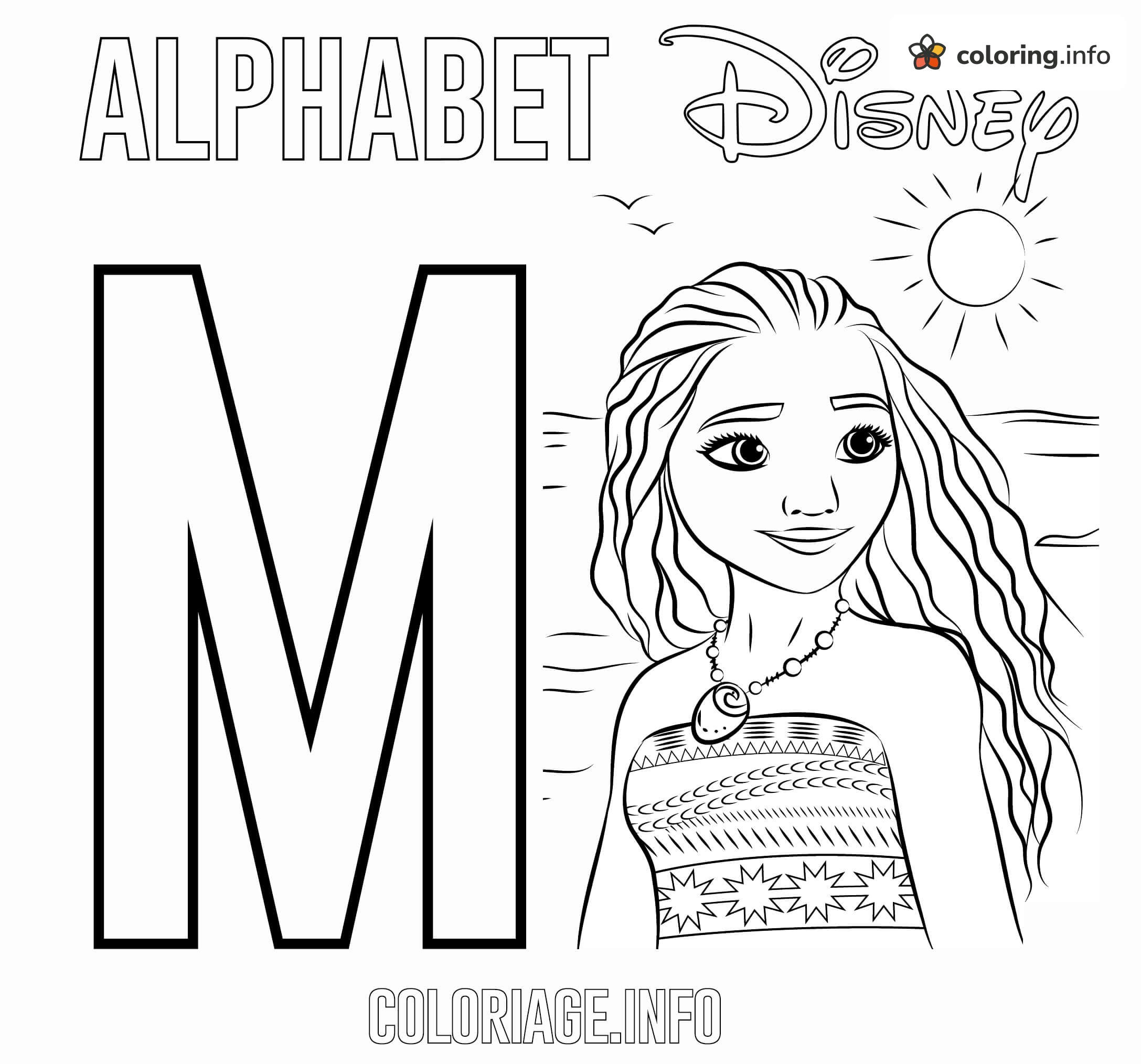 Moana by the Ocean: Disney Alphabet Letter M coloring page Moana by the Ocean: Disney Alphabet Letter M coloring page