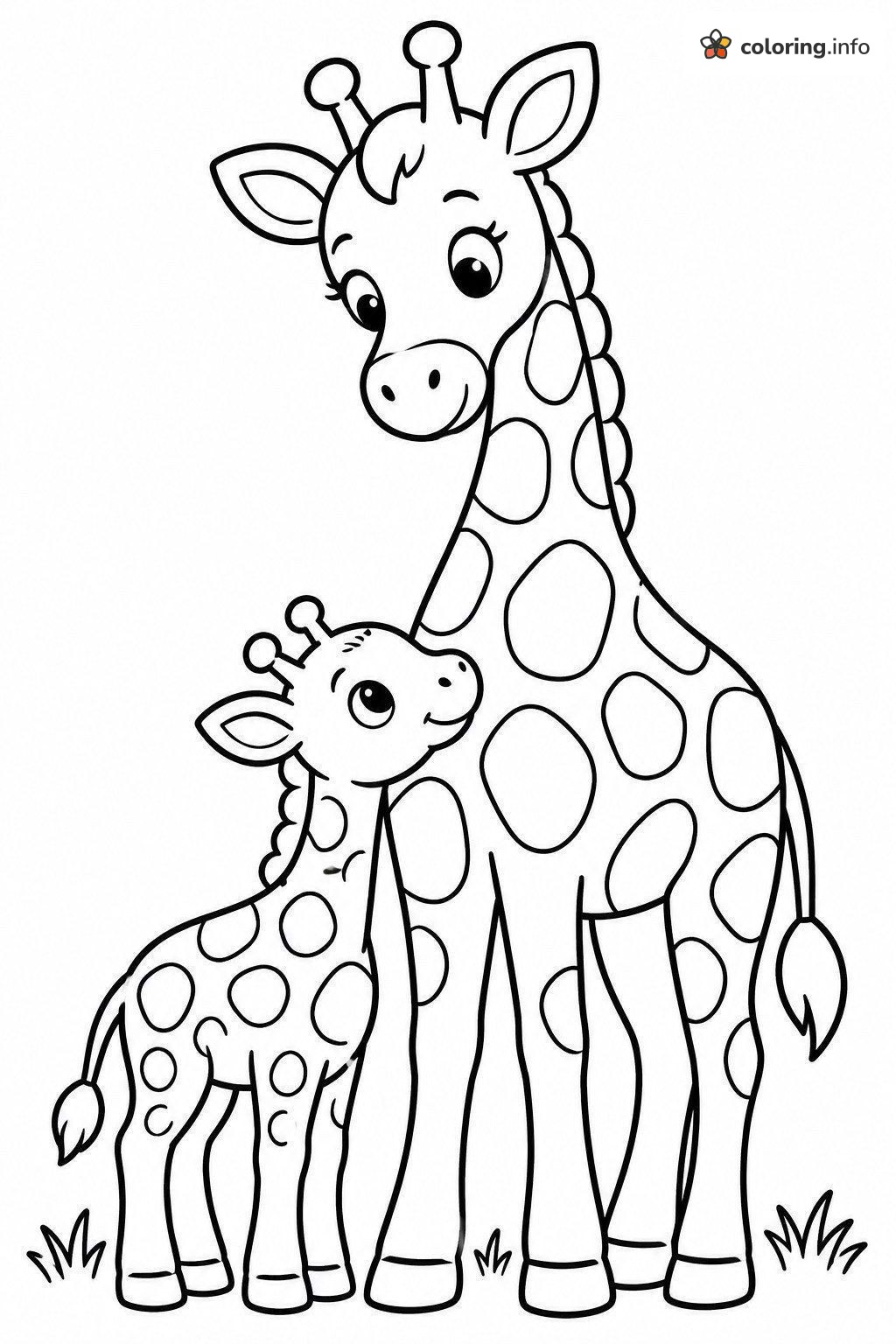Mama Giraffe Nuzzling Her Calf coloring page Mama Giraffe Nuzzling Her Calf coloring page
