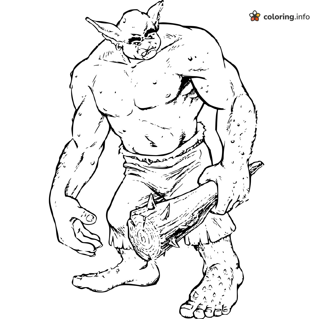 Mountain Troll With a Spiked Club from Harry Potter coloring page Mountain Troll With a Spiked Club from Harry Potter coloring page