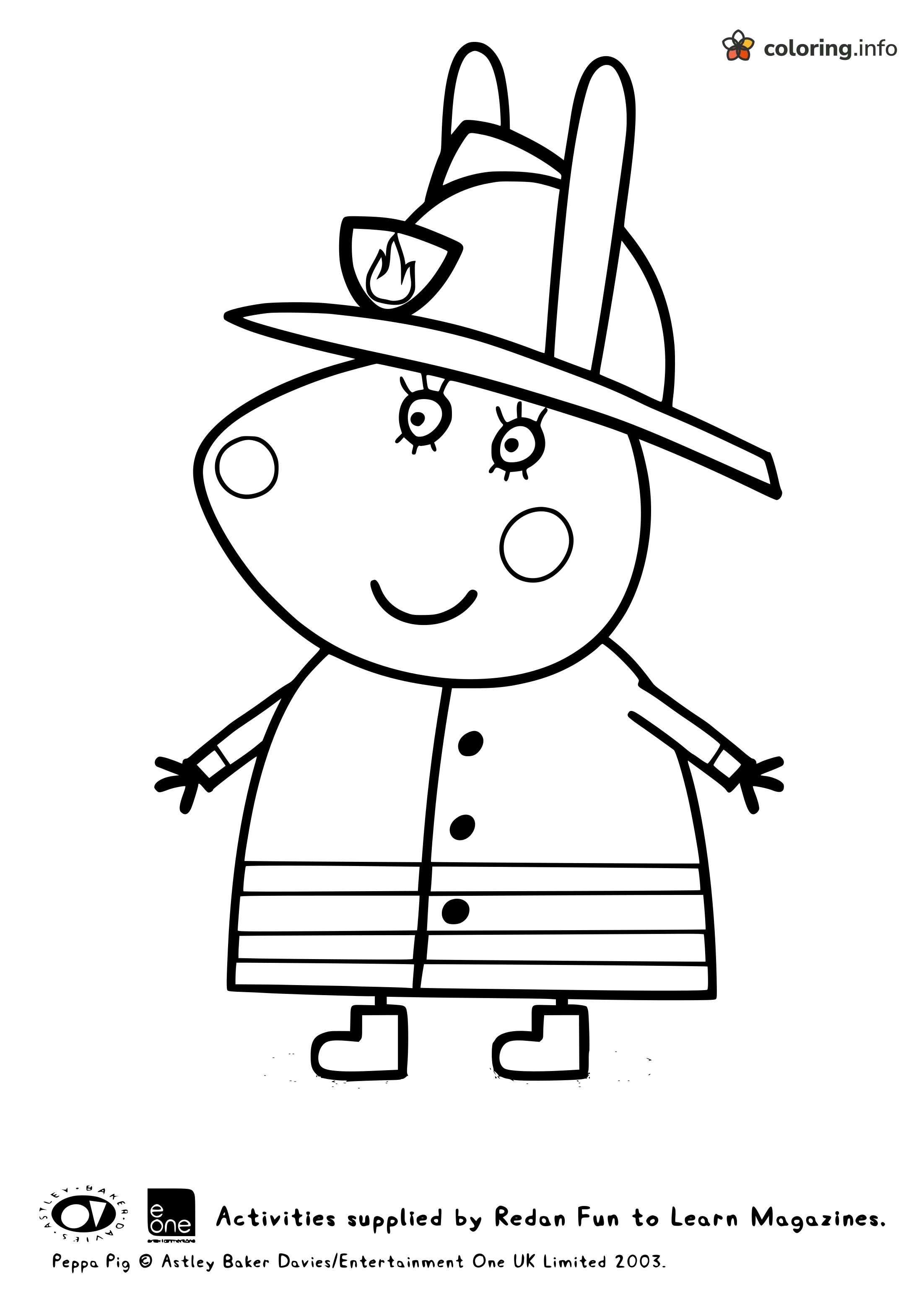 Firefighter Mummy Rabbit from Peppa Pig coloring page Firefighter Mummy Rabbit from Peppa Pig coloring page