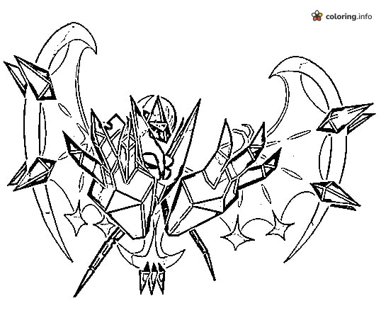 Necrozma Dawn Wings Crescent Crystal Legendary Pokémon coloring page Necrozma Dawn Wings Crescent Crystal Legendary Pokémon coloring page