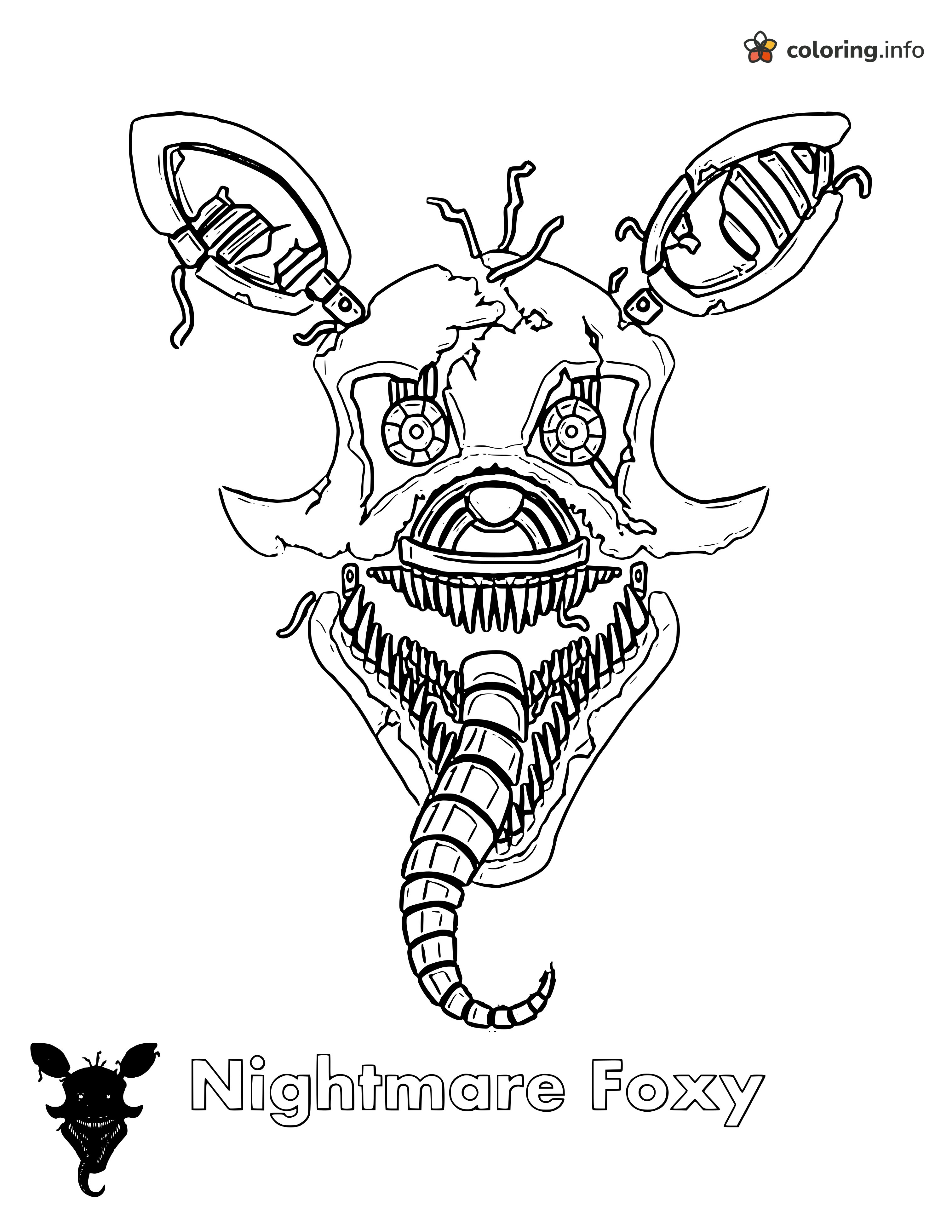 Nightmare Foxy and His Long Tongue, Five Nights at Freddy's coloring page Nightmare Foxy and His Long Tongue, Five Nights at Freddy's coloring page