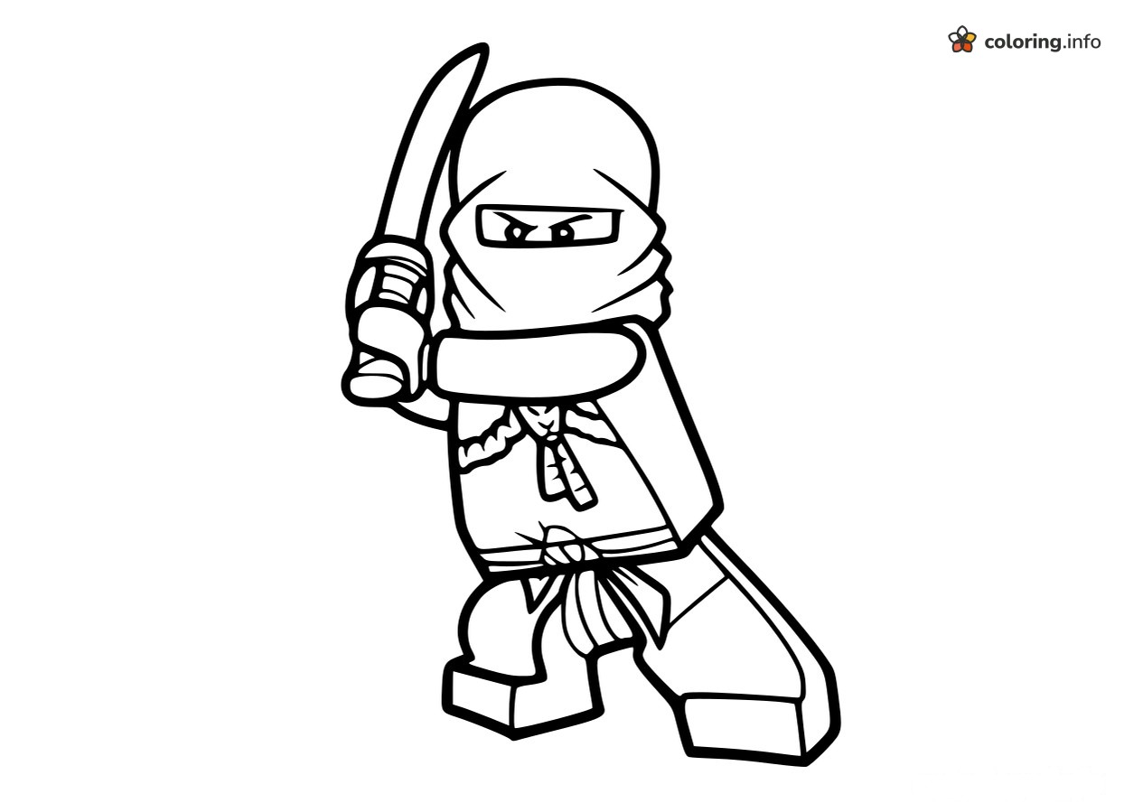 Ninjago Ninja Ready to Fight With Raised Sword coloring page Ninjago Ninja Ready to Fight With Raised Sword coloring page
