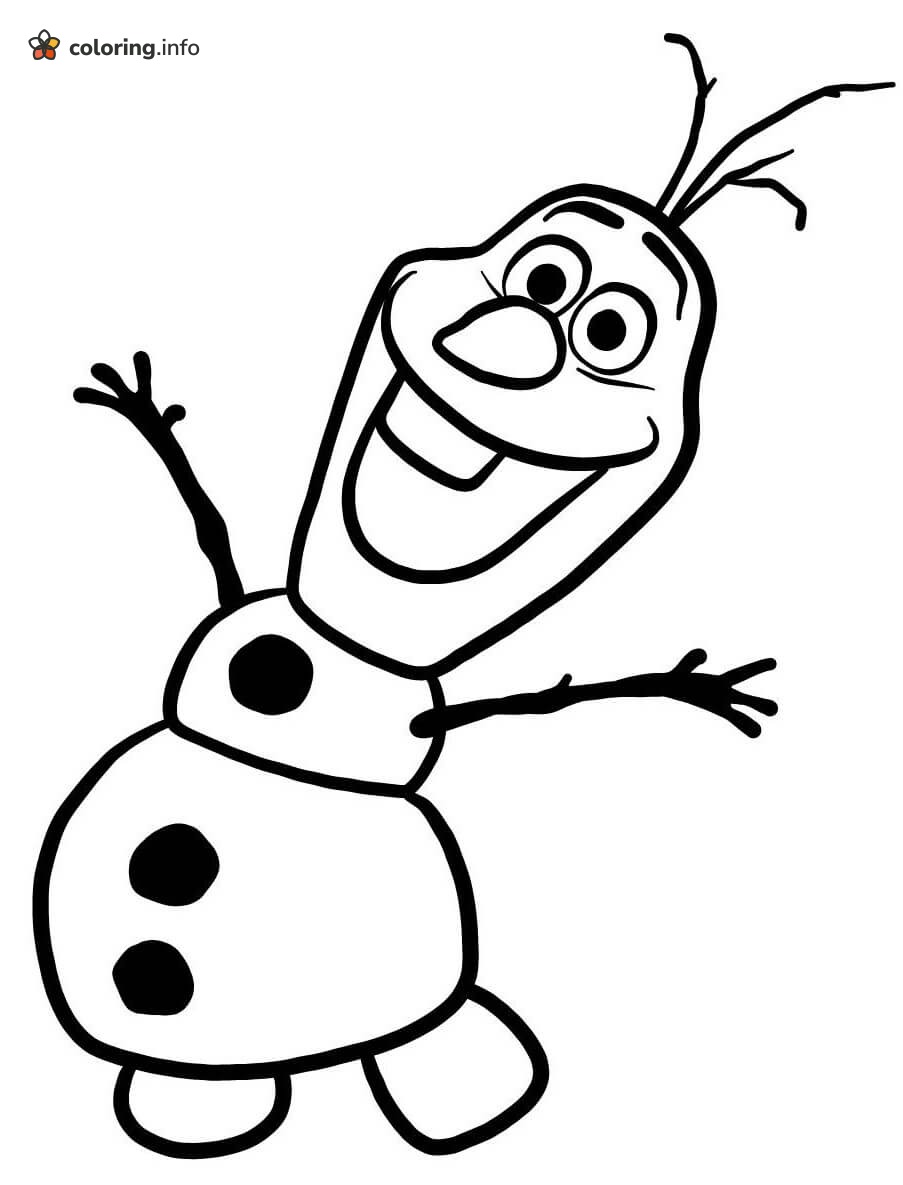 Dancing Olaf from Frozen with Arms Flung Wide printable coloring page Dancing Olaf from Frozen with Arms Flung Wide printable coloring page