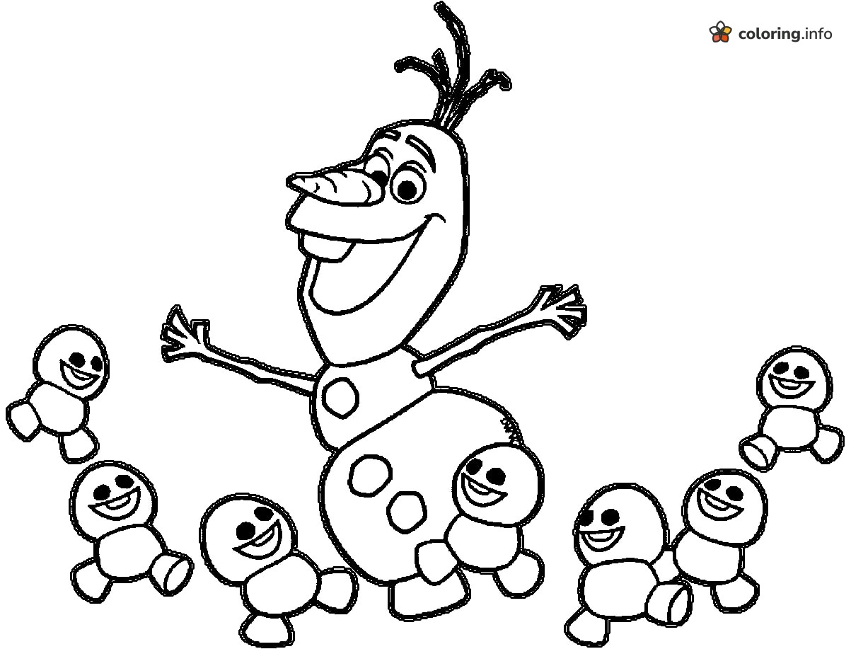 Seven Snowgies Join Olaf (Frozen) for a Dance coloring page Seven Snowgies Join Olaf (Frozen) for a Dance coloring page