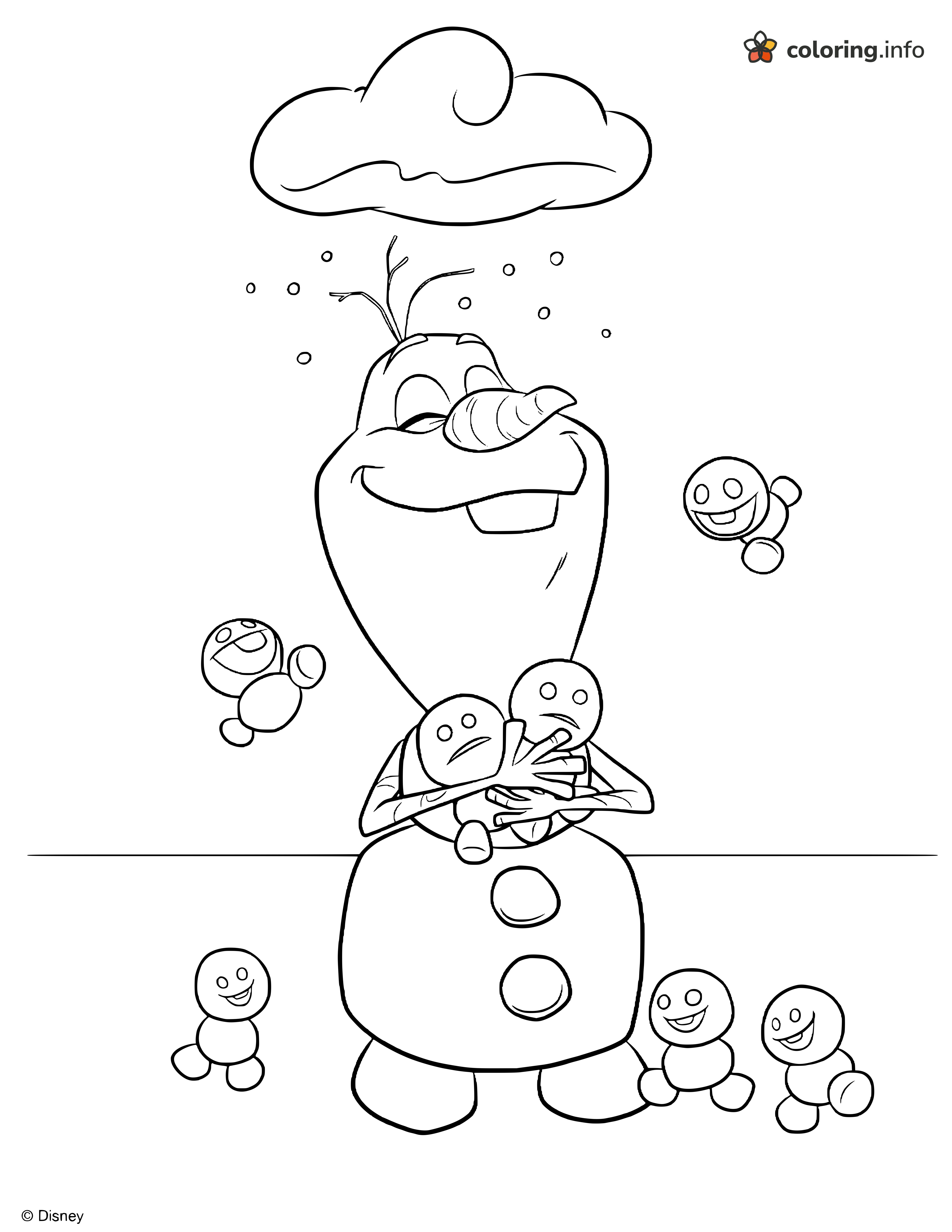 Olaf Hugging Baby Snowmen, Elsa (Frozen) Friends Page coloring page Olaf Hugging Baby Snowmen, Elsa (Frozen) Friends Page coloring page